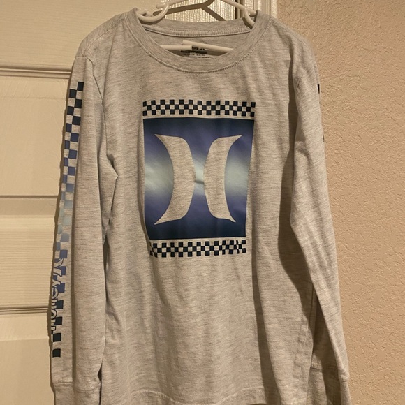 Hurley Kids Long Sleeve Shirt in Gray and Blue - Picture 1 of 3